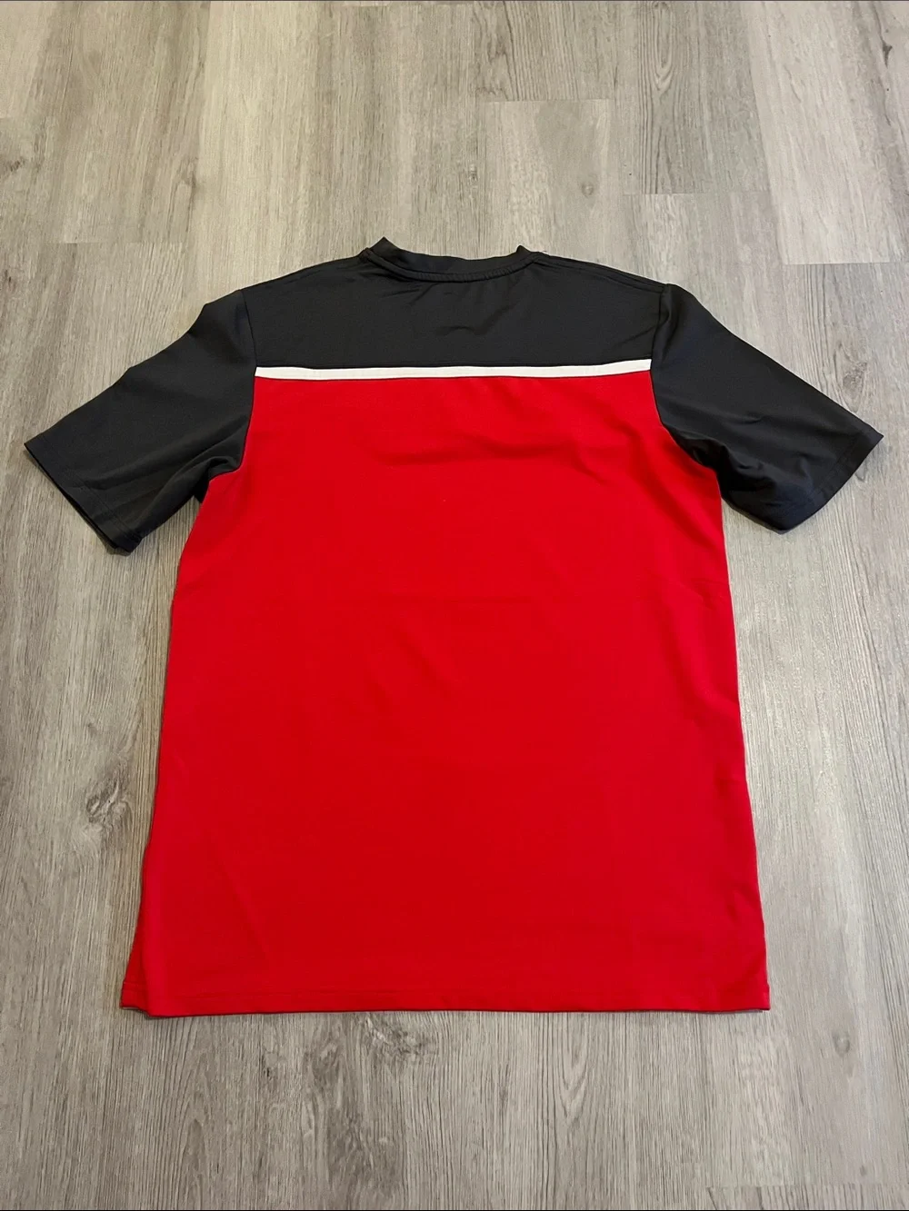 Nike Men's Short Sleeve Red and Black Dri-FIT Crew Tee